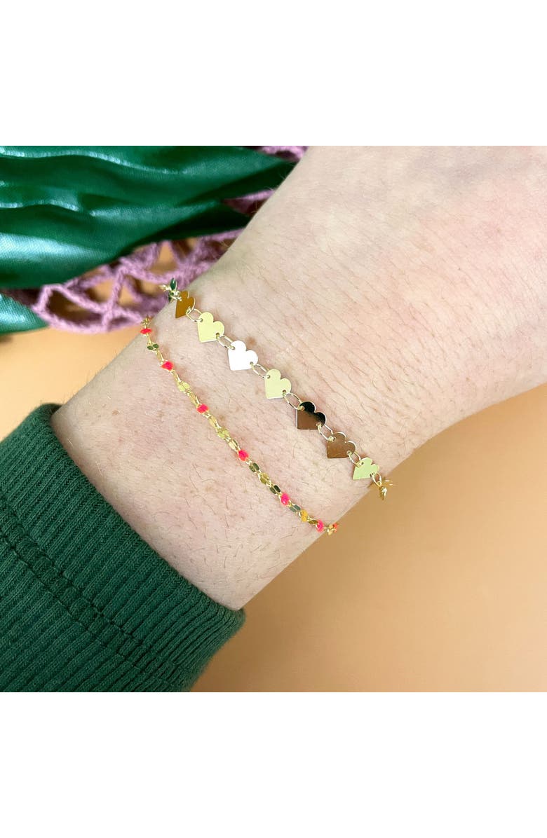 The Lovery Fine Jewelry Gold Mirrored Heart Bracelet, Alternate, color, 