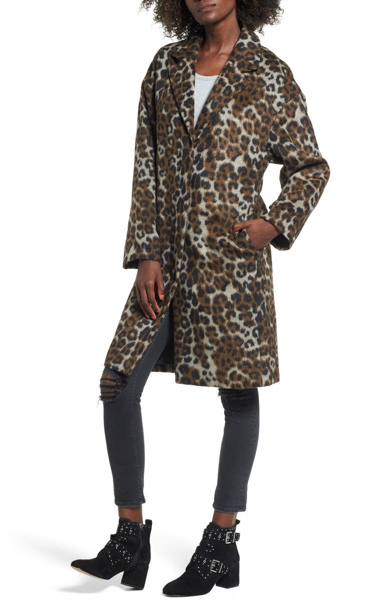 Vigoss Oversize Leopard Print Topcoat, Alternate, color,