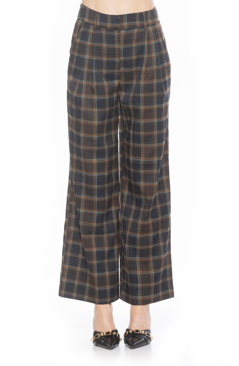 Alexia Admor Plaid Wide Leg Pants, Main, color, Brown Plaid