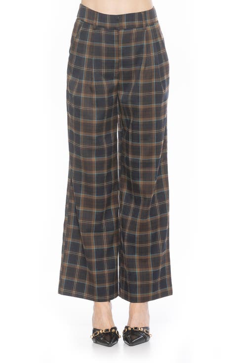 Plaid Wide Leg Pants