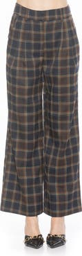 Alexia Admor Plaid Wide Leg Pants