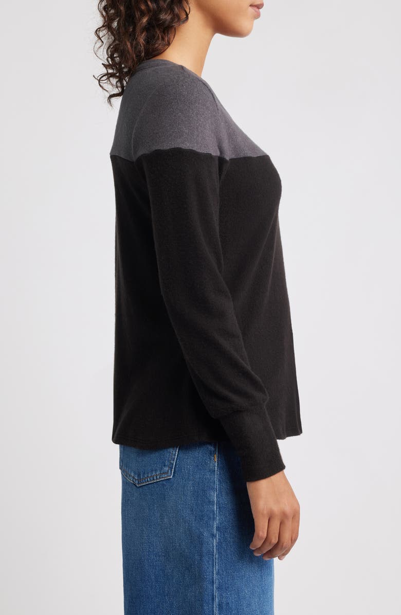 Loveappella Block Crewneck Top, Alternate, color, Grey/ Black