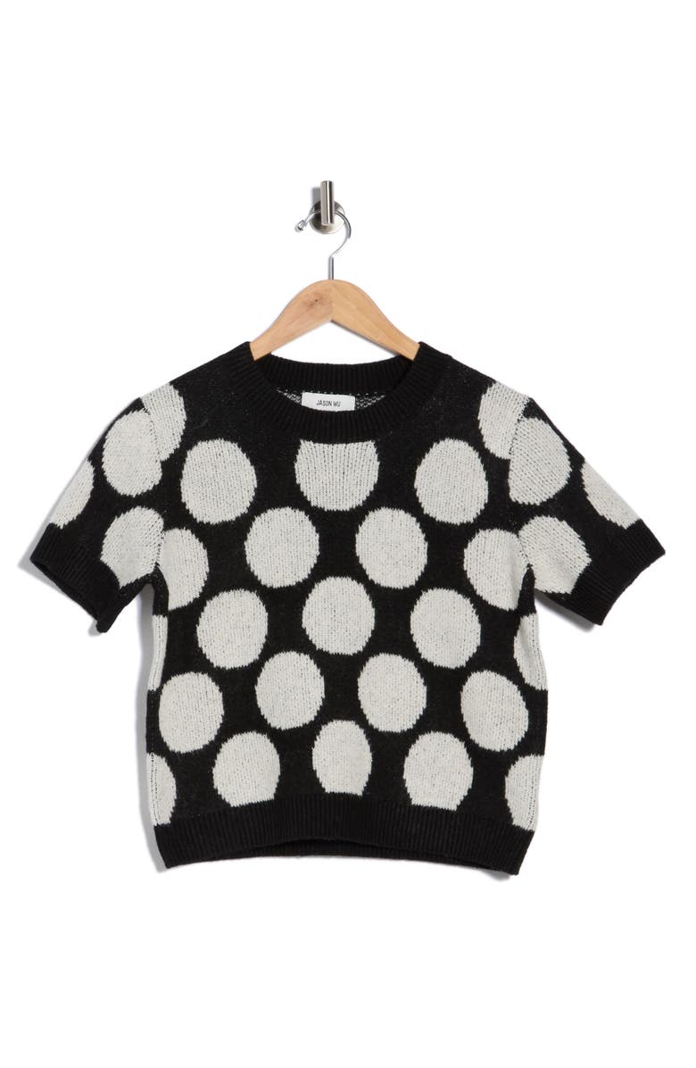 JASON WU Fuzzy Polka Dot Sweater, Main, color, Black/ Ivory