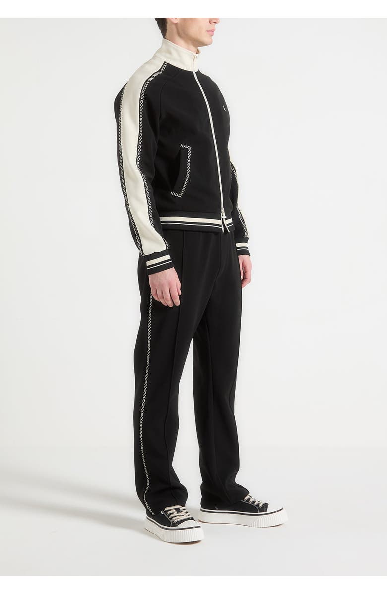 Manière De Voir Gael Contrast Whipstitch Relaxed Track Pants, Main, color, Black