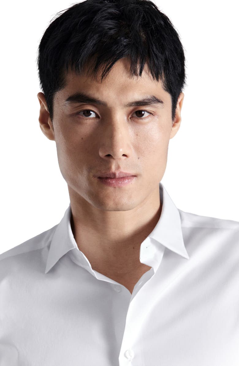 MANGO Regular Fit Stretch Cotton Blend Button-Up Shirt, Alternate, color, White