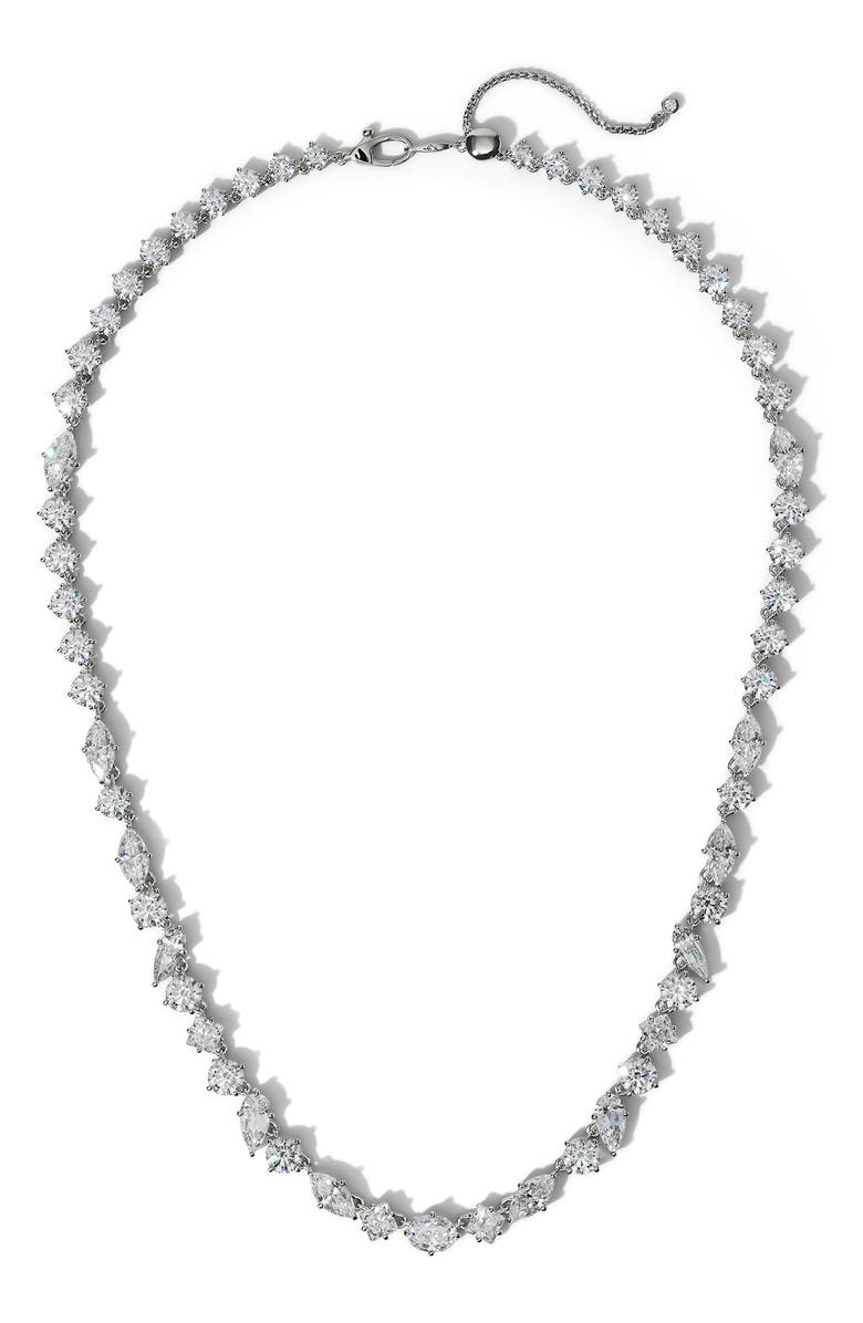 Nadri Lucia Mixed Cubic Zirconia Necklace, Main, color, Rhodium