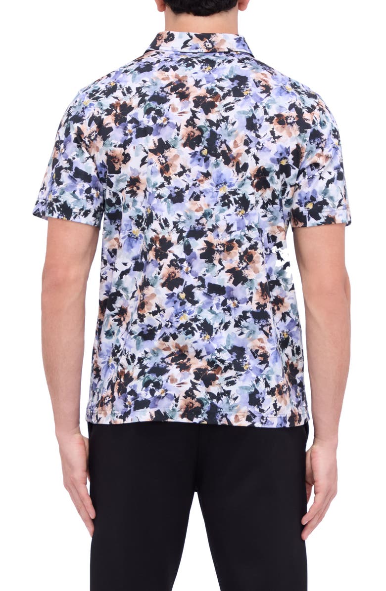 Bugatchi Hendrix Digital Floral Print Pima Cotton Polo, Alternate, color, Lilac