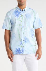 Kahala Night Shades Print Cotton Short Sleeve Button-Down Shirt