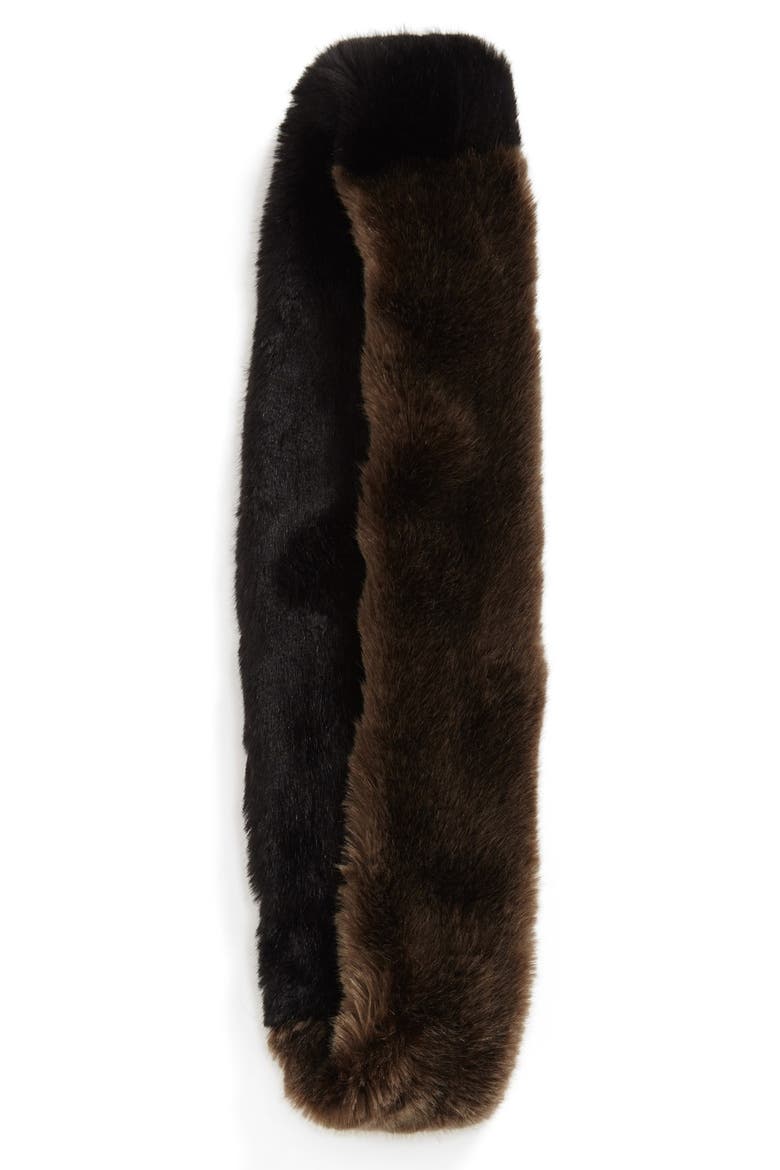 Faux Fur Infinity Scarf, Alternate, color, BLACK/ BROWN