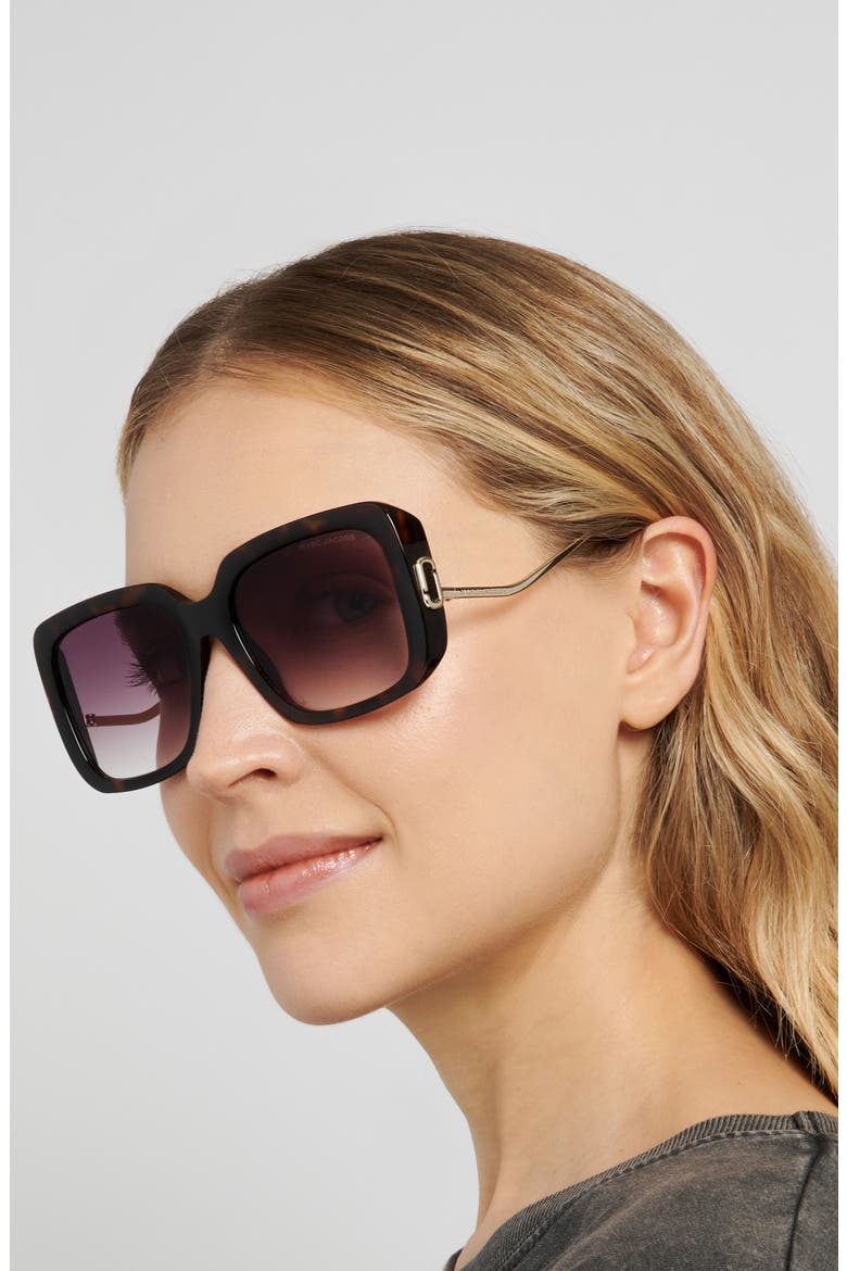 57mm Gradient Square Sunglasses, Alternate, color, HAVANA/ BURGUNDY