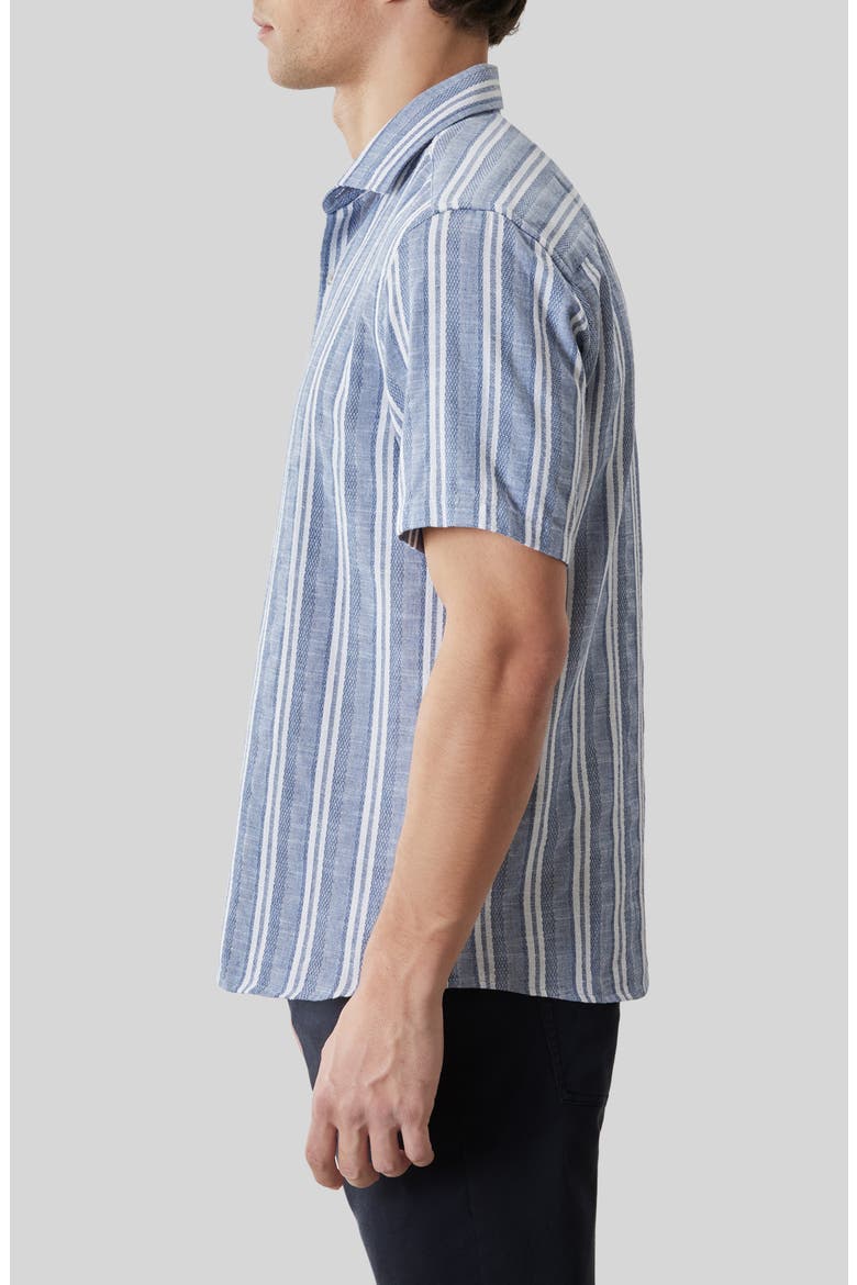 Daiki Stripe Short Sleeve Button-Up Shirt, Alternate, color, VINTAGE BLUE