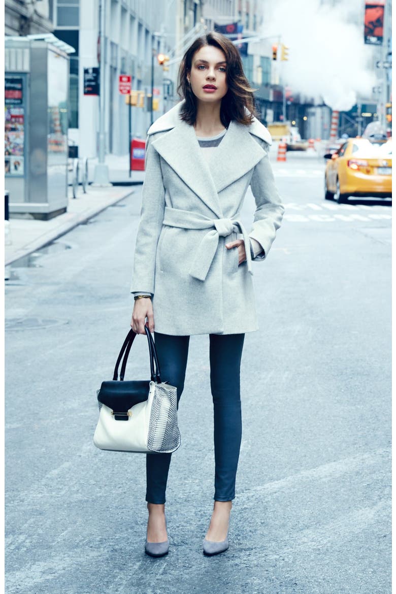 'Beverly' Wool & Cashmere Wrap Coat, Alternate, color, LIGHT GREY