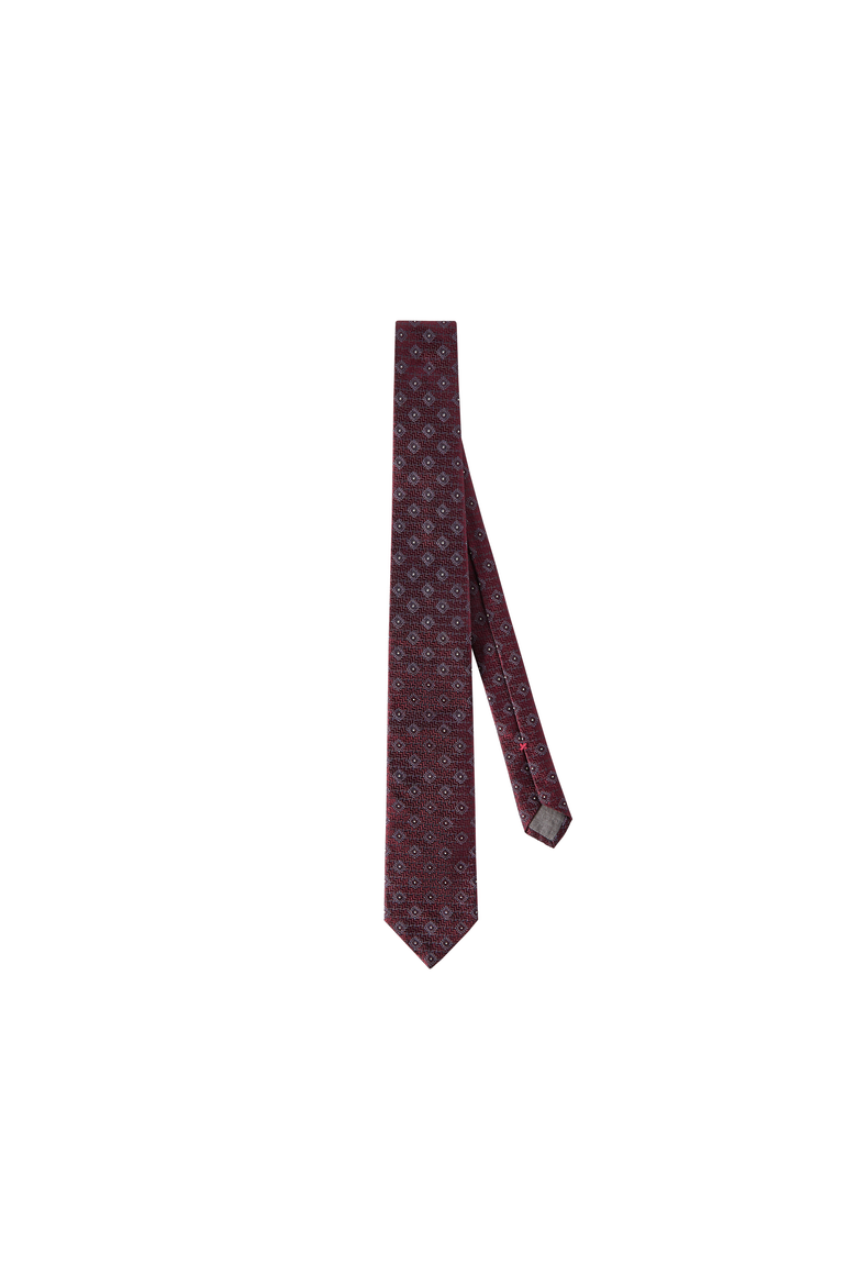 Silk tie with geometric pattern, Alternate, color, Burgundy
