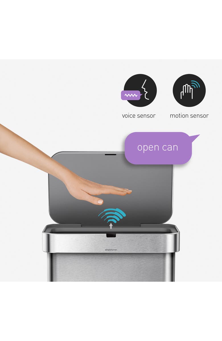 simplehuman 58-Liter Rectangular Sensor Trash Can Set, Alternate, color,