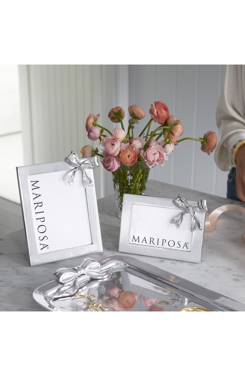 Mariposa Bow Rectangular Tray, Alternate, color, Silver