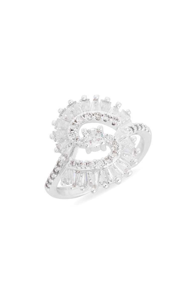Mixed Cubic Zirconia Statement Ring, Main, color, CLEAR- SILVER