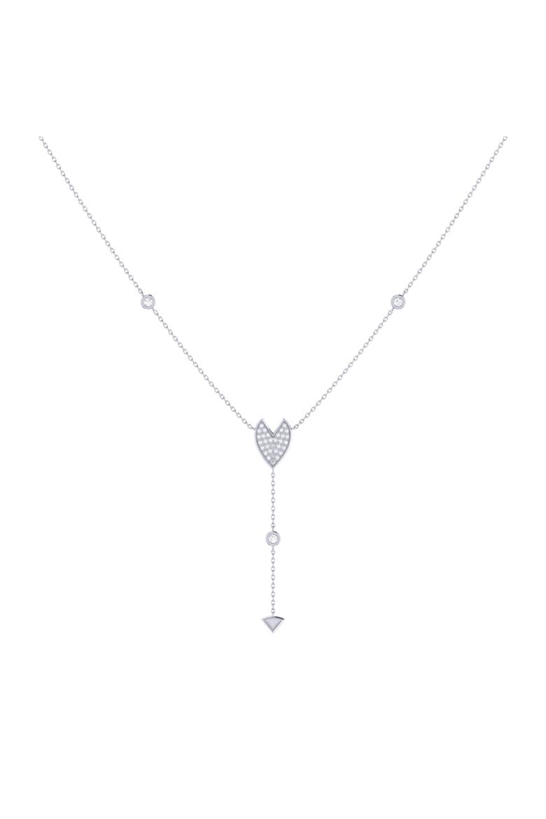 Raindrop Drip Sterling Silver Diamond Y Necklace, Alternate, color, Silver
