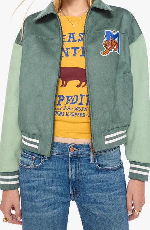 The Oversized Letterman Faux Suede Jacket
