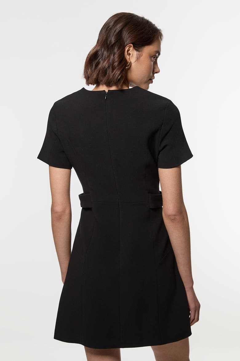 Tab Detail Tailored Mini Dress, Alternate, color, Black