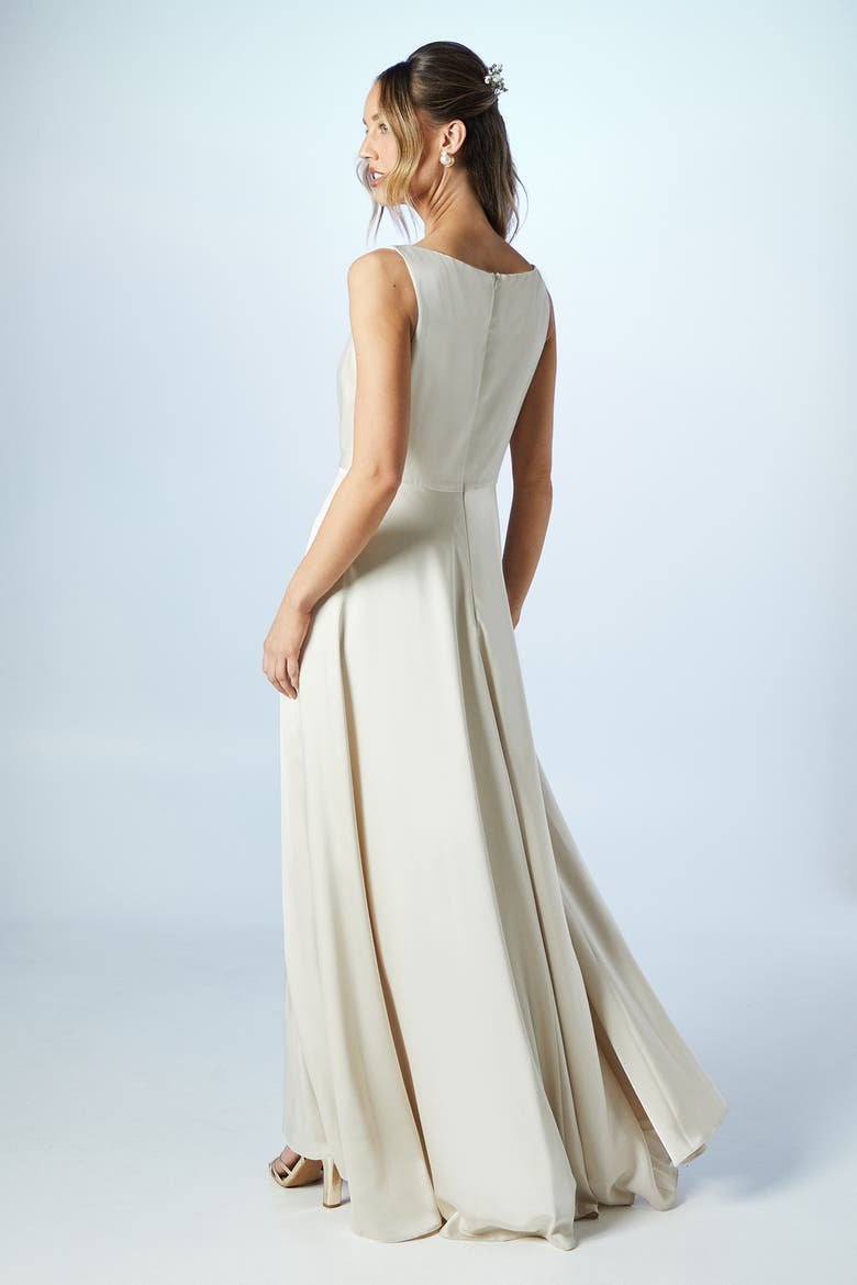 Sleeveless Cowl Neck Bridesmaid Dress, Alternate, color, Champagne