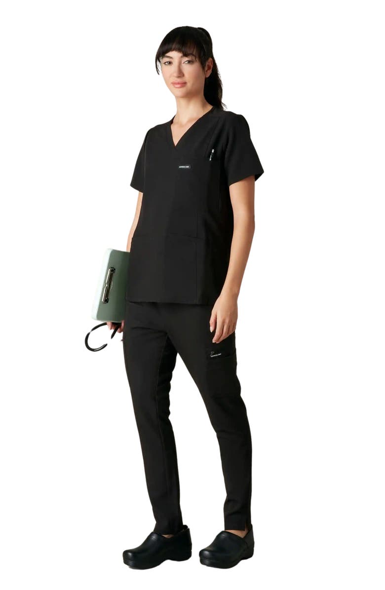 Members Only Siena 5-Pocket V-Neck Scrub Top, Alternate, color, Black