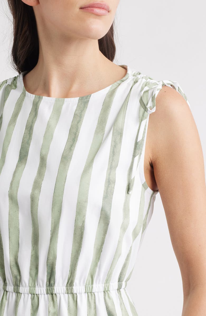 Bobeau Sleeveless Midi Dress, Alternate, color, Light Olive Stripe