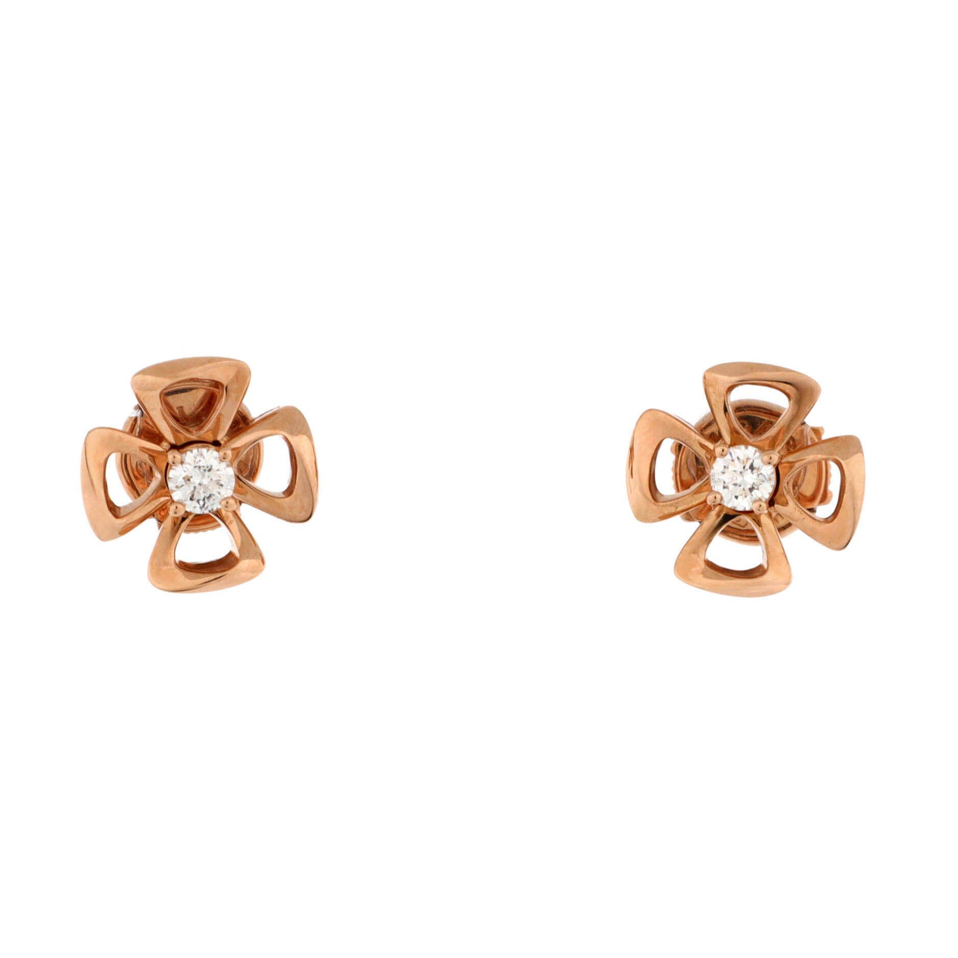 Fiorever Stud Earrings 18K Rose Gold with Diamond, Main, color, Metallic Gold