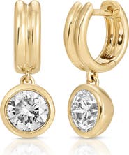 EF Collection Bezel Set Diamond Huggie Hoop Earrings