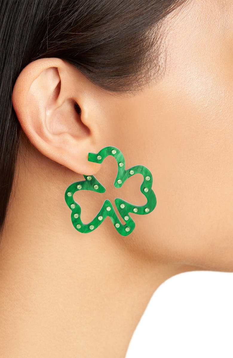 Leith Clover Hoop Earrings, Alternate, color,