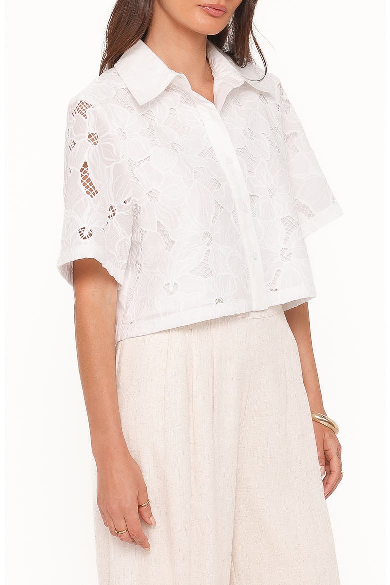 Fidelma Floral Cutwork Embroidery Button-Up Shirt, Alternate, color, WHITE