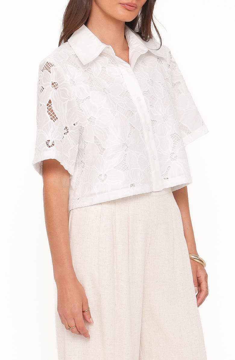 Petal & Pup Fidelma Floral Cutwork Embroidery Button-Up Shirt, Alternate, color, White