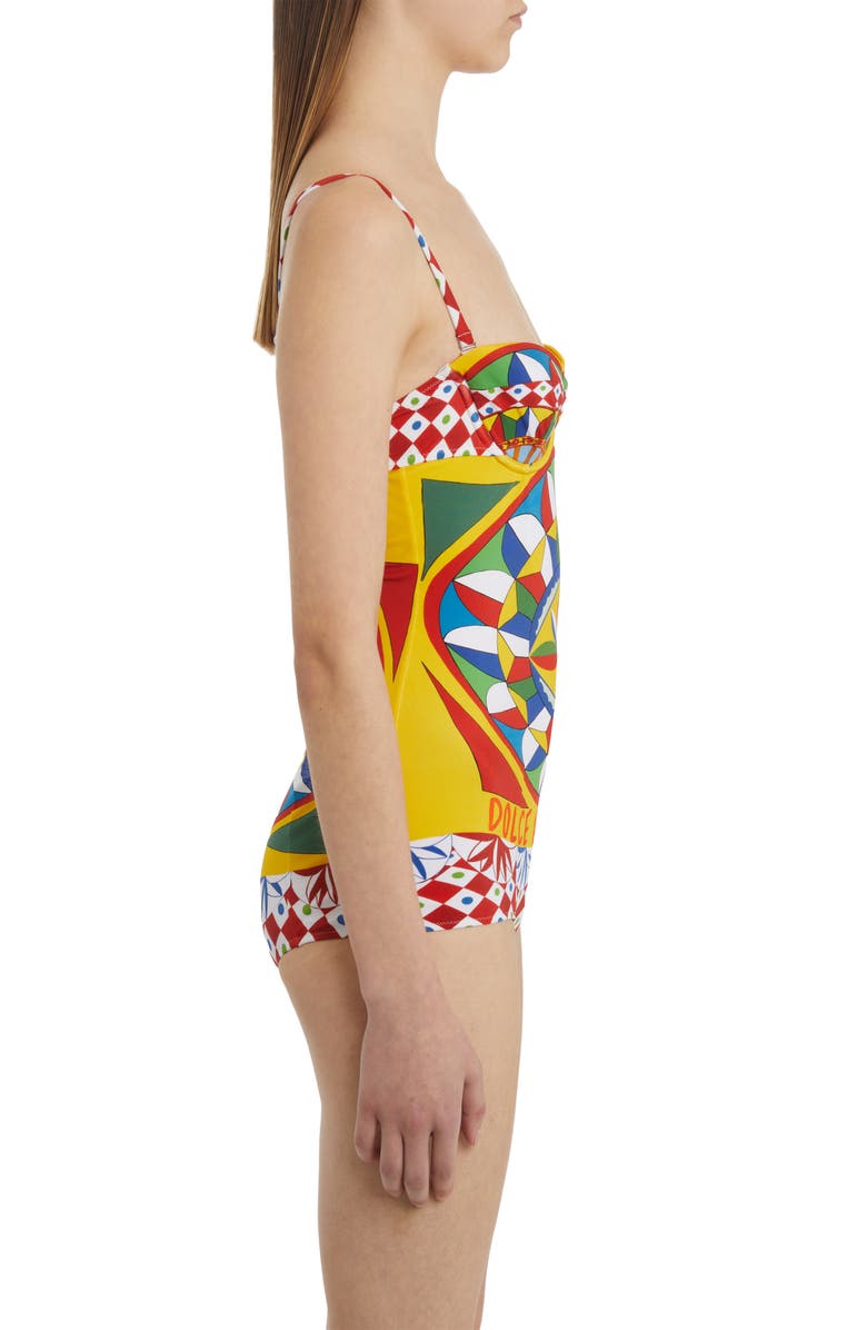 Dolce&Gabbana Mixed Print One-Piece Swimsuit, Alternate, color, 