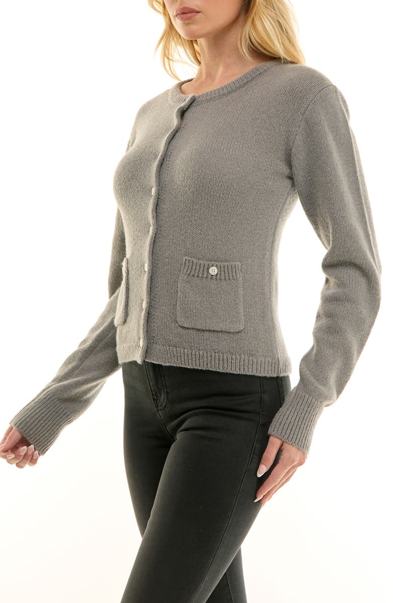 Socialite Button Front Cardigan, Alternate, color, Heather Grey