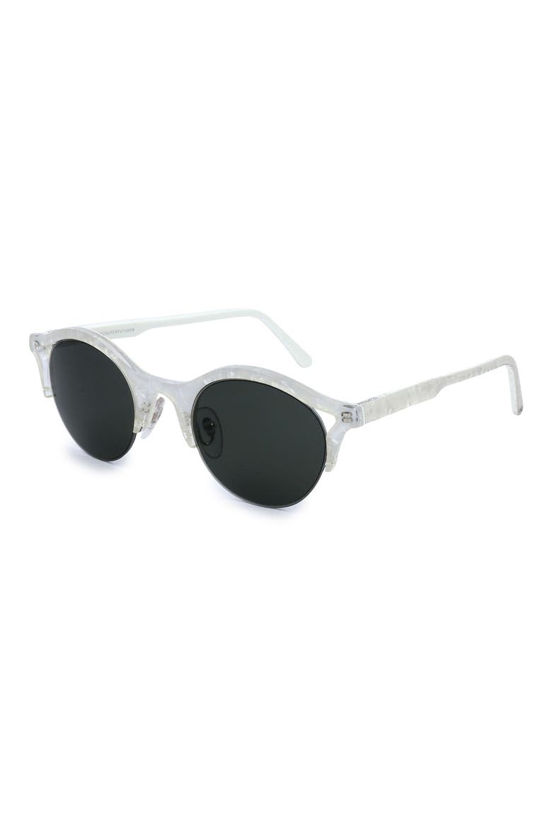 54mm Round Sunglasses, Alternate, color, WHITE