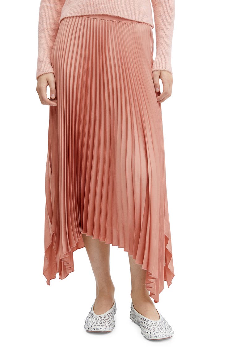 Handkerchief Hem Pleated Skirt, Main, color, PASTEL PINK