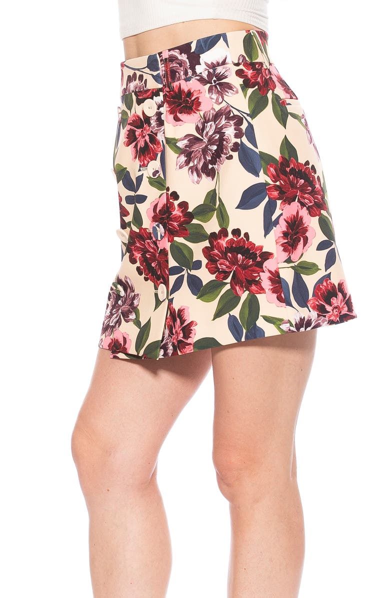 Alexia Admor Cyrus Double Breasted Miniskirt, Alternate, color, Beige Floral