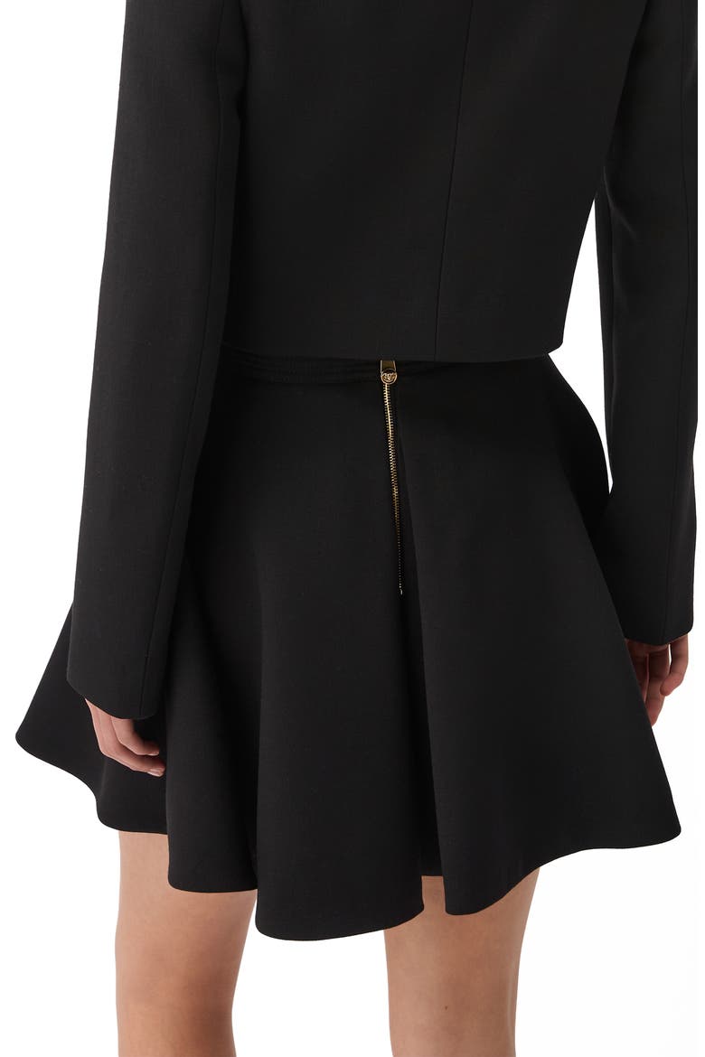 Lightweight Natté Virgin Wool A-Line Skirt, Alternate, color, BLACK