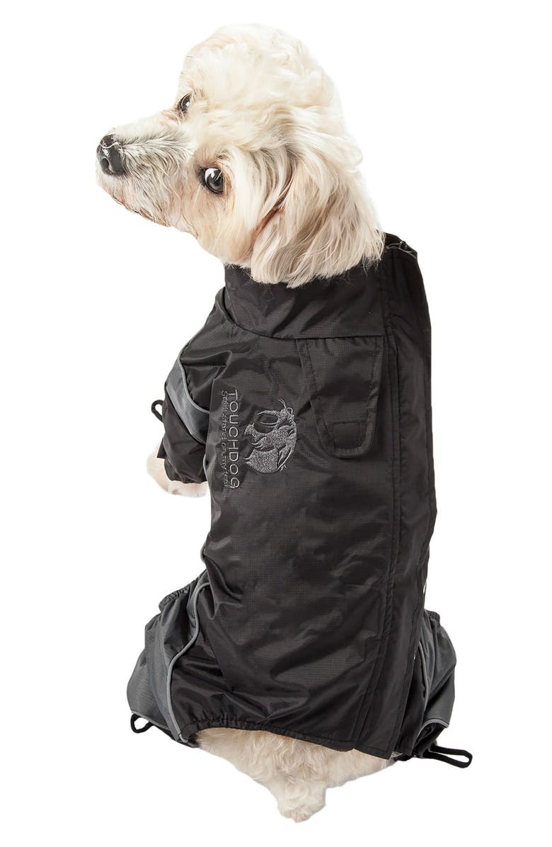 PET LIFE Touchdog Quantum-Ice Full-Bodied Adjustable and 3M Reflective Dog Jacket, Alternate, color, Black And Grey