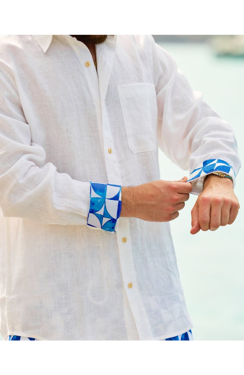 Kenny Flowers The Greece - Long Sleeve Linen Shirt, Alternate, color, White