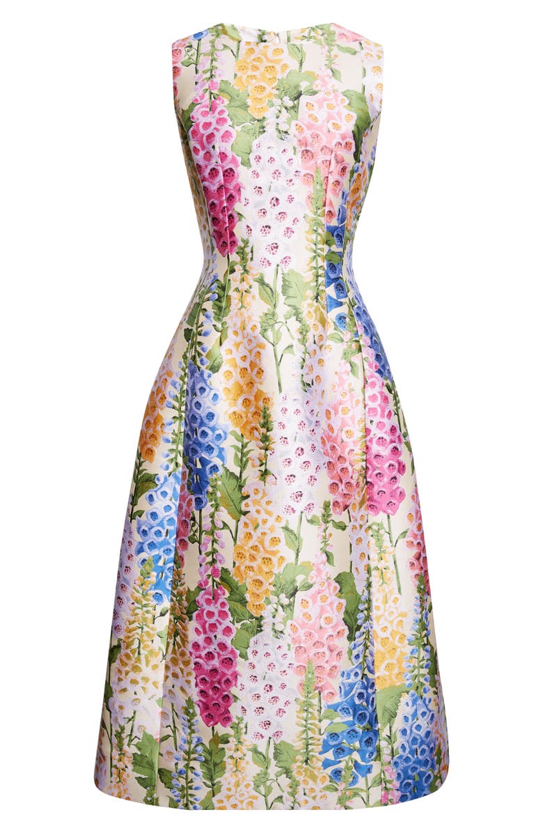 Oscar de la Renta Foxglove Jacquard Cocktail Dress, Alternate, color, Ecru Multi