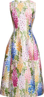 Oscar de la Renta Foxglove Jacquard Cocktail Dress