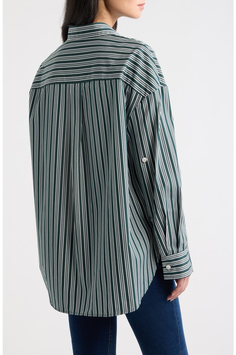 Oversized Striped Cotton Button Shirt, Alternate, color, HUNTER STRIPE