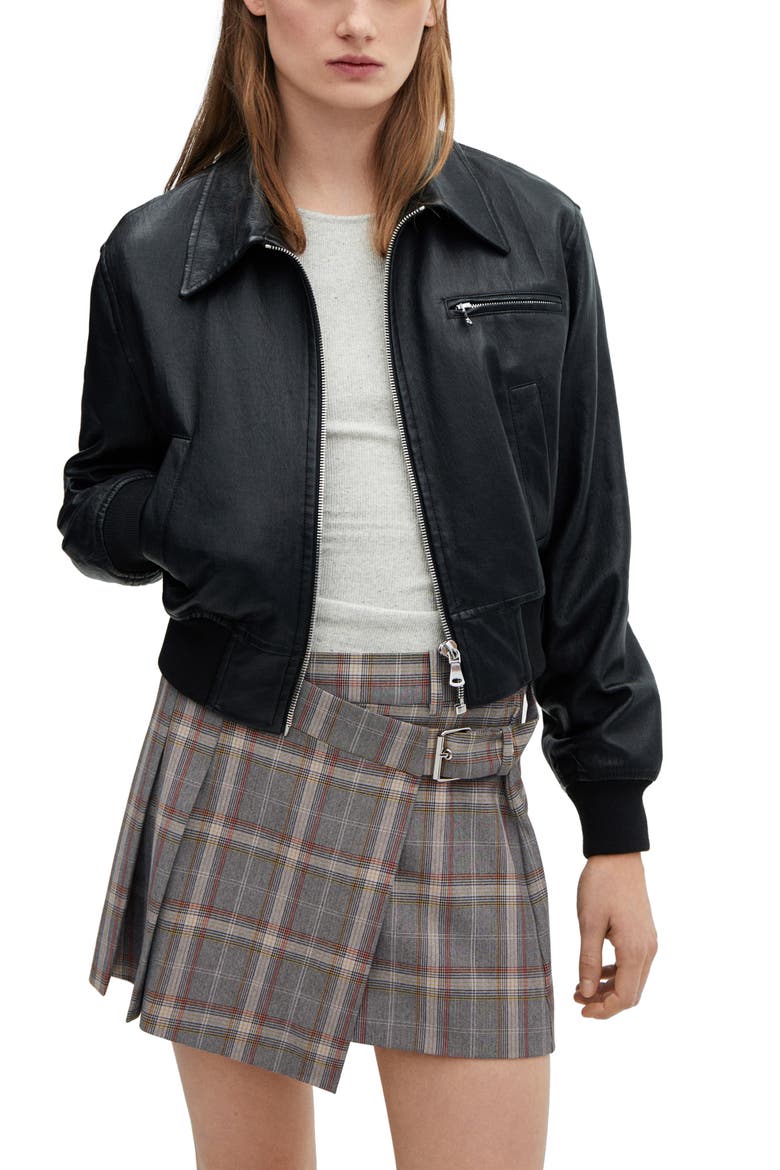 Plaid Wrap Miniskirt, Main, color, GREY