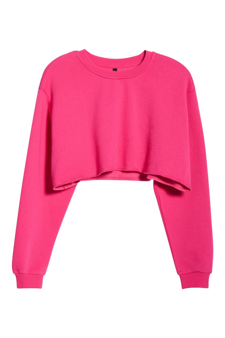 LuxeFleece Crop Sweatshirt, Alternate, color, FUCHSIA PURPLE