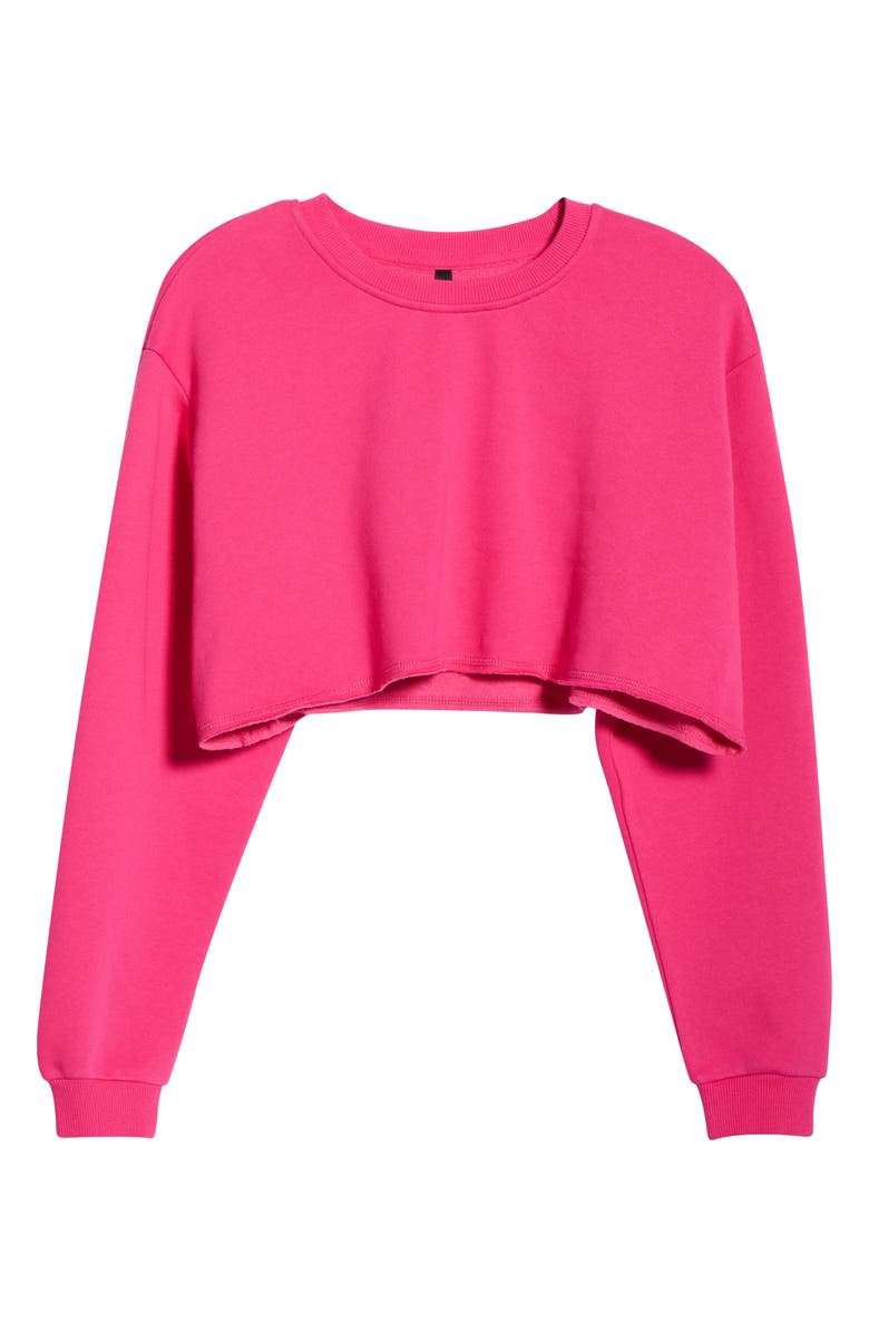 MPG LuxeFleece Crop Sweatshirt, Main, color, Fuchsia Purple