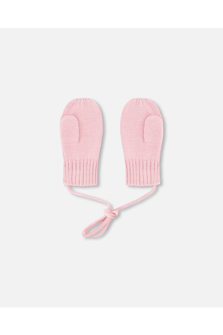 Girl Rib Knit Mittens with Cord, Alternate, color, Pale Rose