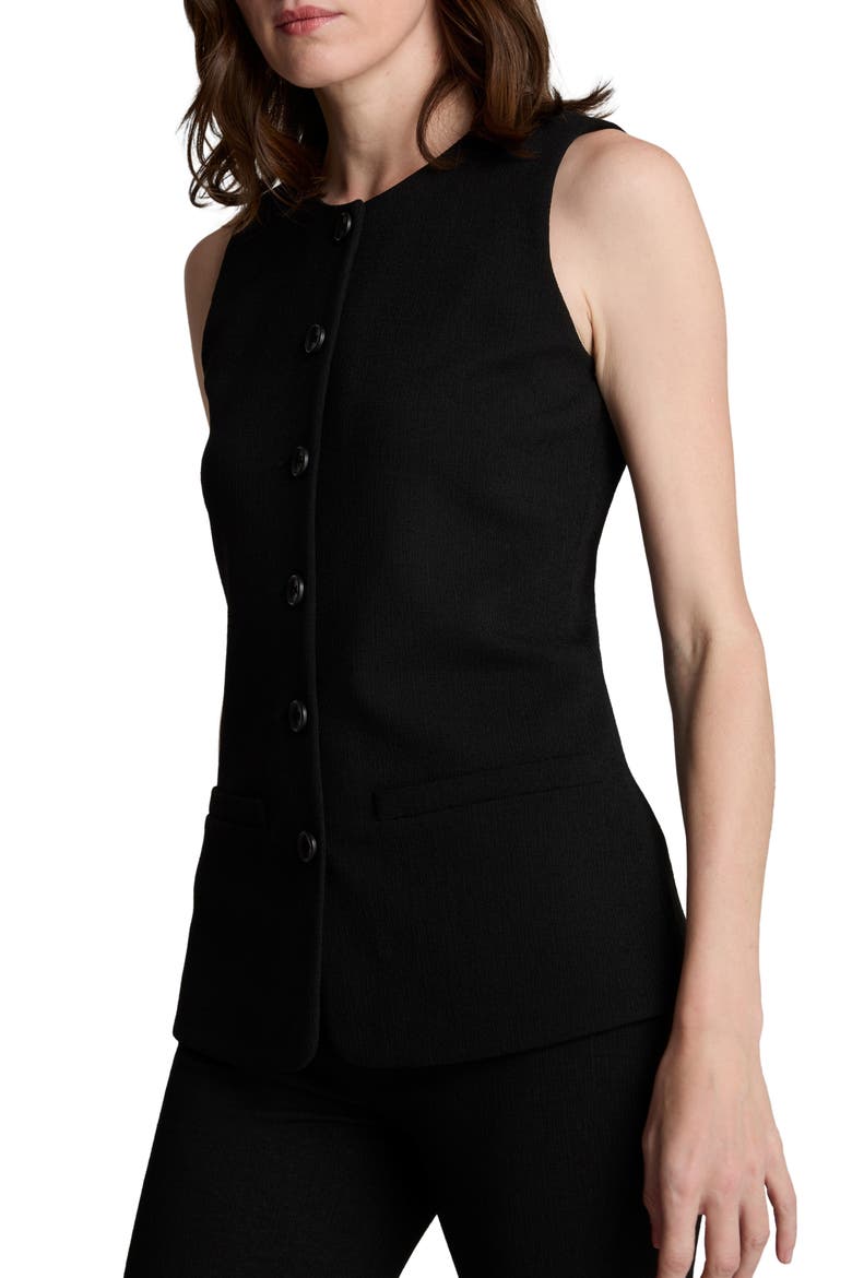 Longline Knit Sweater Vest, Alternate, color, BLACK