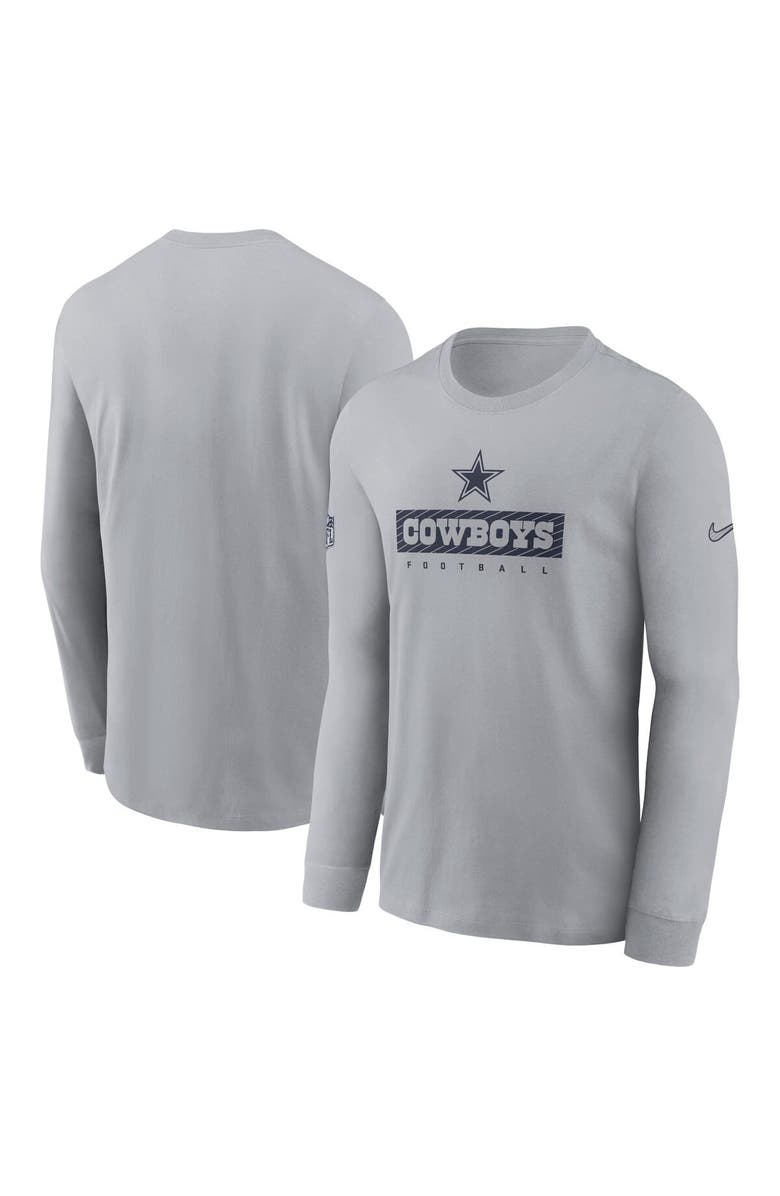 Nike Men's Nike Gray Dallas Cowboys Sideline Performance Long Sleeve T-Shirt, Main, color, Gray
