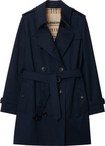 【関税&送料込】Burberry Short Kensington Heritage Trench Co Short Kensington Heritage Trench Coat in Coal blue - Men