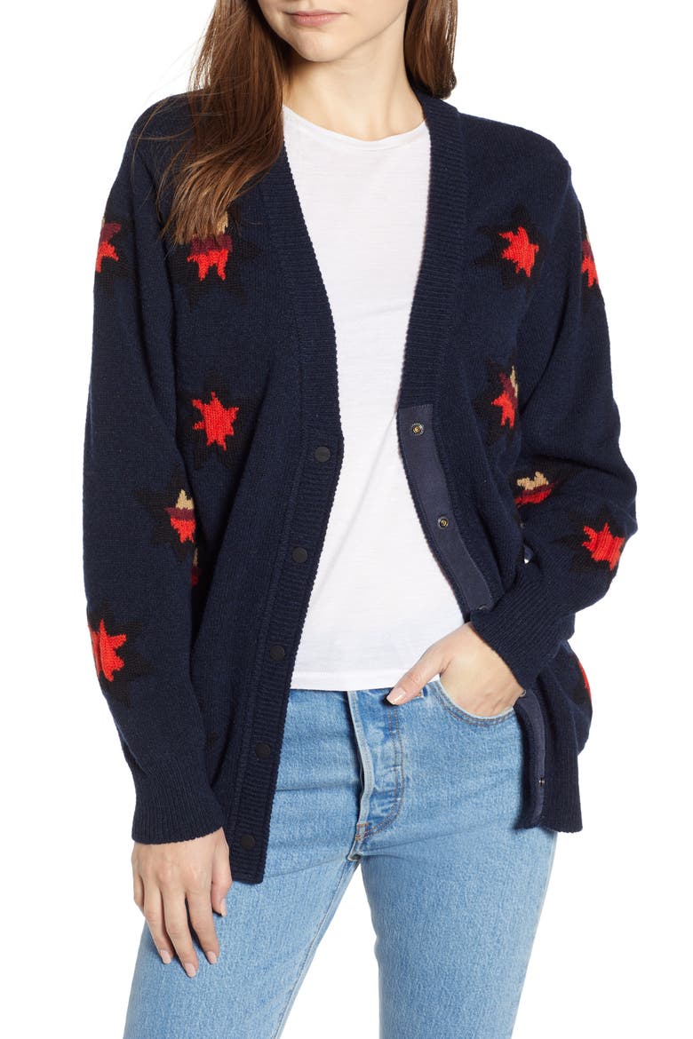 Stars Cardigan, Main, color, NAVY W/ RED STARS